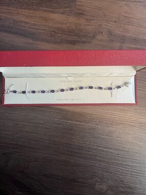 Sterling Silver Genuine Amethyst Bracelet